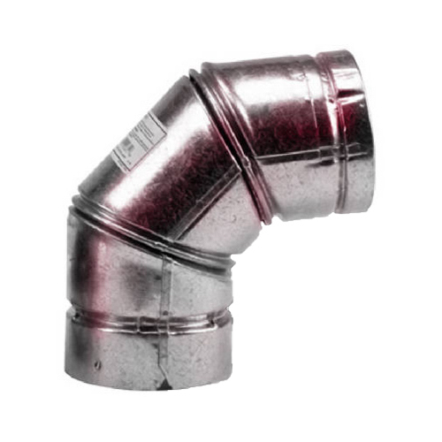 VP PELLET PIPE Stove Pipe Elbow, 90 deg Angle, 3 in, Stainless Steel, Galvanized