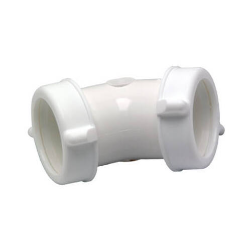 Lavatory/Kitchen Drain Elbow, 45 Degree, White Plastic