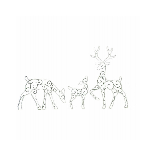 PULEO ASIA LIMITED 315-YD0819L/3 Buck, Doe and Baby Deer 3-Pc. Set, LED White Lights