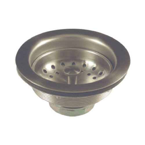 Basket Strainer Assembly, 3-1/2 in Dia, Brass, Brushed Nickel, For: Universal Sinks