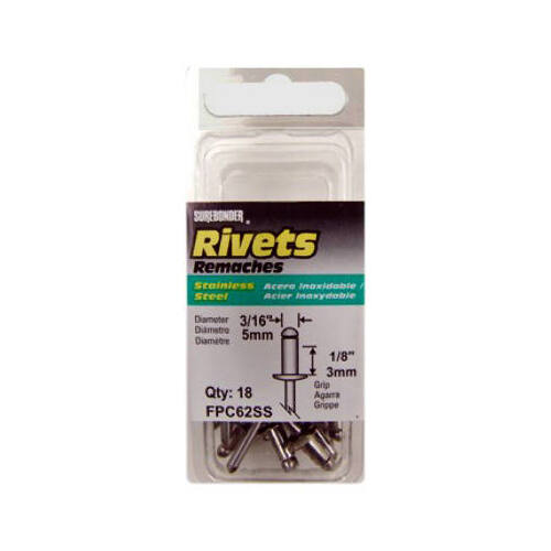 FPC Corporation FPC62SS Short Stainless-Steel Rivets  pack of 18