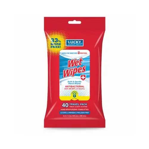 Antibacterial Wet Wipes, Travel Pack, 40-Ct. - pack of 24