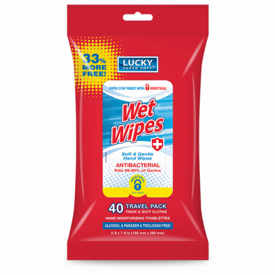 DELTA BRANDS, INC. 4313-24 Antibacterial Wet Wipes, Travel Pack, 40-Ct.