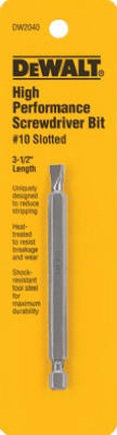 DEWALT DW2040 Power Bit, #10 Drive, Slotted Drive, 1/4 in Shank, Hex Shank, 3-1/2 in L, Tool Steel Zinc Phosphate