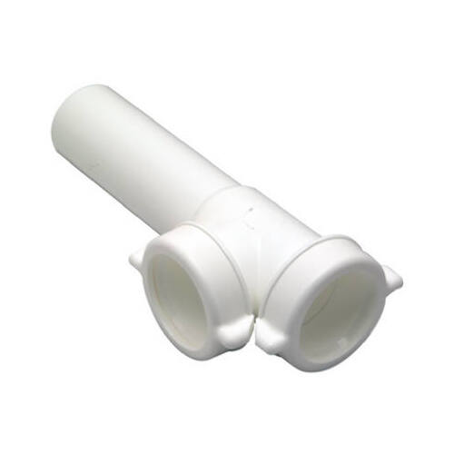 Lavatory/Kitchen Drain End Outlet Tee & Tailpiece, White Plastic