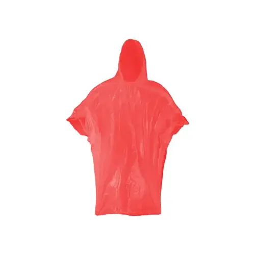 Safety Works 49900 Economy Poncho, Red, One Size