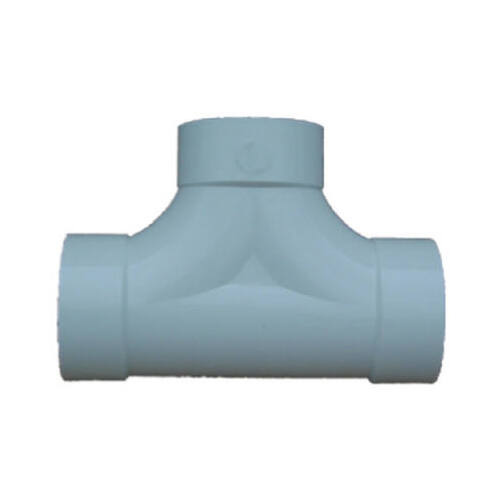 PVC Pipe Cleanout Tee, Two-Way, Hub x Hub x Hub, 4-In.