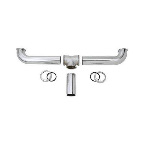 Chrome 2-Bowl Center Outlet Drain