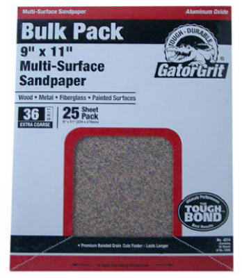 ALI INDUSTRIES 4214GA Sandpaper, Extra Course 36 Grit, 9 x 11-In., 25-Ct.