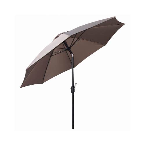 J&J GLOBAL LLC 251006 Patio Canopy Umbrella, Crank Open/Tilt, Aluminum Pole, Taupe Fabric, 9-Ft.