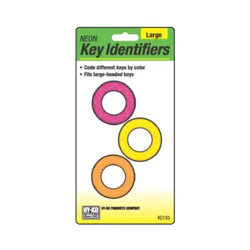 Key Identifiers, Large, Assorted Neon Colors - pack of 3