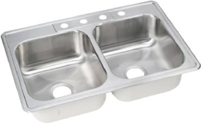 ELKAY SALES INC - SINKS NLB33224 Stainless-Steel Kitchen Sink, Double-Compartment, 33 x 22 x 8-In.