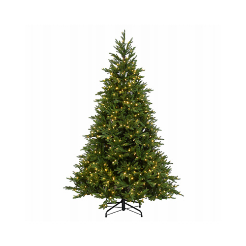 NATIONAL TREE CO-IMPORT TPEHU2-308P-75 Feel Real Artificial Pre-Lit Christmas Tree, Huron Spruce, Hinged, 600 Clear Lights, 7.5-Ft.