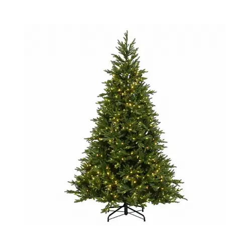 NATIONAL TREE CO-IMPORT TPEHU2-D07-75 Feel Real Artificial Pre-Lit Christmas Tree, Huron Spruce, Hinged, 800 Dual LED Lights, 7-1/2-Ft.