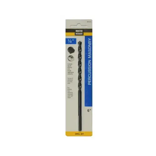 Percussion Masonry Drill Bit, 1/4 x 6-In.