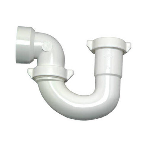 Lavatory/Kitchen Wall Drain Trap With Nuts & Washers, White Plastic