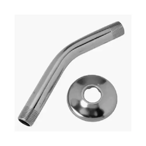 Shower Arm & Flange, Metal Chrome Finish, .5-In. Male Iron Pipe x 8-In.