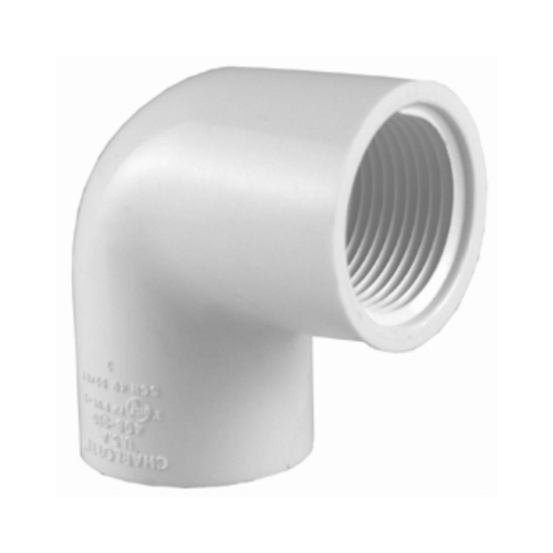 Schedule 40 90-Degree Pipe Elbow, Female x Female Thread, White, 3/4-In.