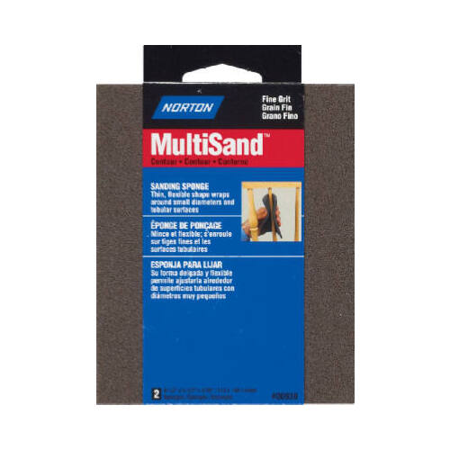 MultiSand Sanding Sponge, 5-1/2 in L, 4-1/2 in W, Extra Fine, Aluminum Oxide Abrasive Pair Gray