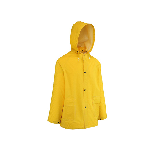 2-Pc. Rain Coat, Detachable Hood, Yellow PVC, XXL