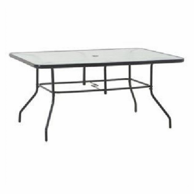 Four Seasons Courtyard 745.0721.000 Sunny Isles Dining Table, Black Steel, Glass Top, 60 x 38-In.