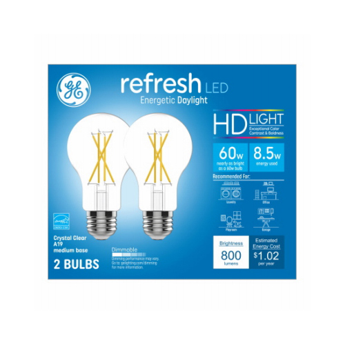 LED Light Bulbs, A19, 800 Lumens, 8.5-Watts Pair