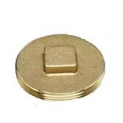 Cleanout Pipe Plug, 3 in, Raised Head, Brass