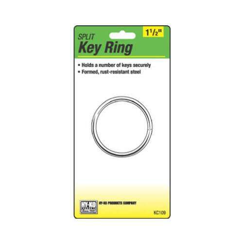 Split Key Ring, Brass-Plated, 1-1/2-In.