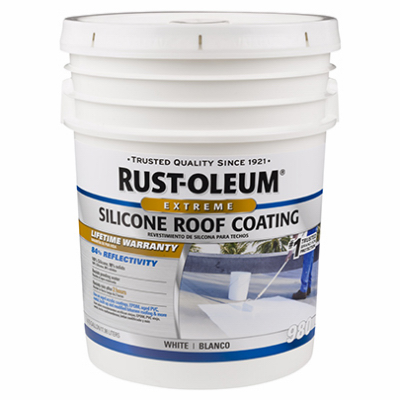 Rust-Oleum 308663 Silicone Roof Coating, White, 5-Gallons