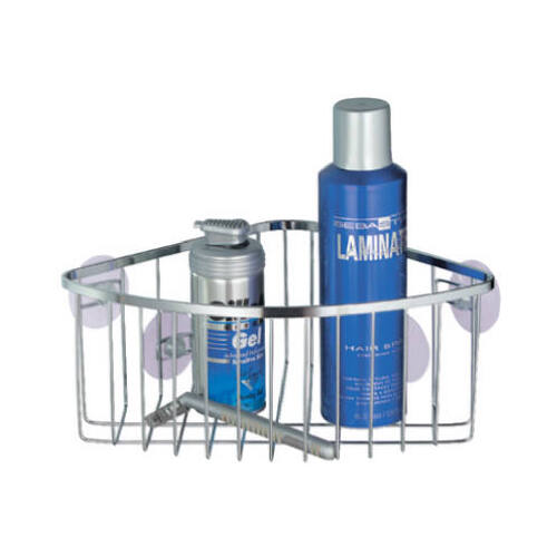 Chrome Corner Shower Basket with Suction Cups