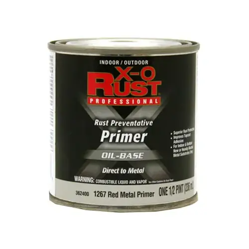 Metal Primer, Oil-Base, Interior/Exterior, Red, .5-Pt.