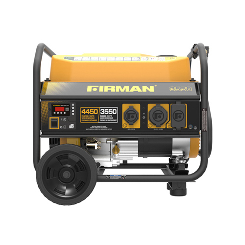 Portable Gas Generator, 4450/3550 Watts, Recoil Start, Quiet Run, Bonus Wheel Kit and Cover