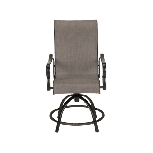 Edison Park Swivel Chairs, Balcony Height, Taupe Sling Fabric, Gray Frames