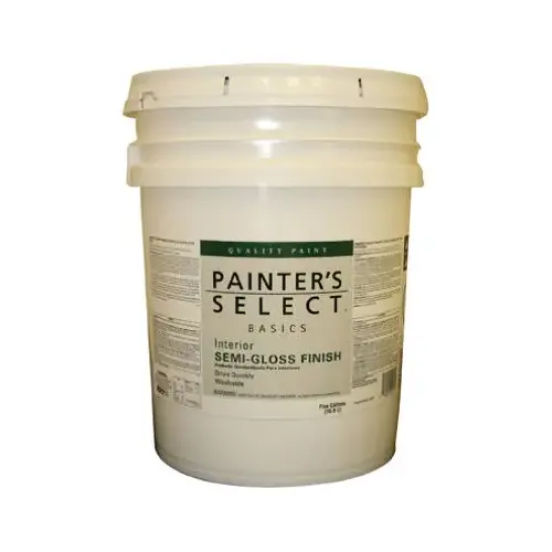 Painter's Select Interior Semi-Gloss Latex Wall Paint, White, 5-Gallons