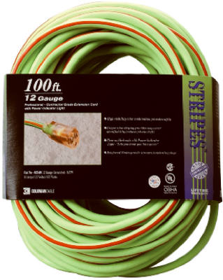 Southwire 02549-88-54 100-Ft. 12/3 SJTW Neon Lime Green Outdoor Extension Cord