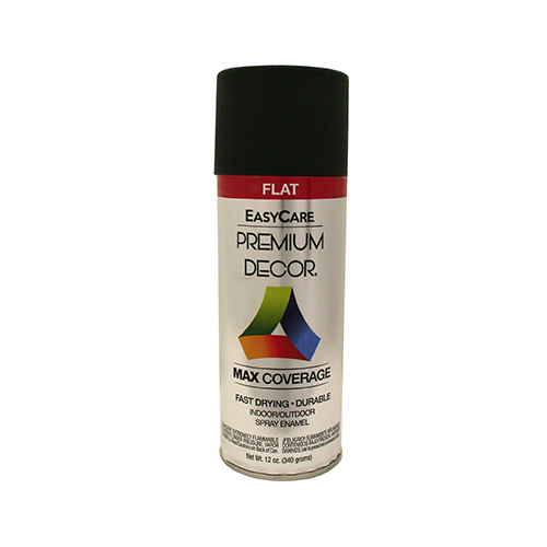 Premium Decor Spray Paint, Black Flat, 12-oz.