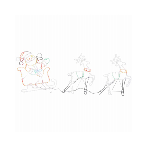 PULEO ASIA LIMITED 315-YD0822L/3 Santa in Sleigh & Two Deer 3-Pc. Set, Multi-Color LED Lights, 28-In.