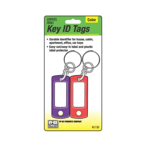 Key Identification Tag, Plastic  - 2 per pack x5 packs