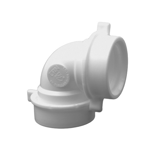 Drain Elbow, 90 Degree, White PVC, 1-1/2-In.