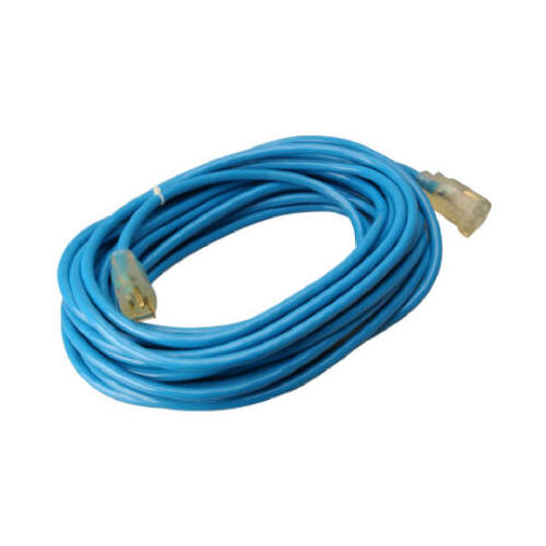 All-Weather Extension Cord, 14/3 SJTW, Blue, Lighted End, 50-Ft.