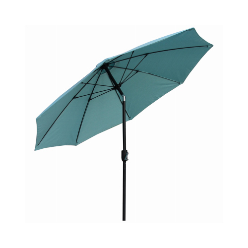 J&J GLOBAL LLC 251007 Patio Canopy Umbrella, Crank Open/Tilt, Aluminum Pole, Seafoam Green Fabric, 9-Ft.