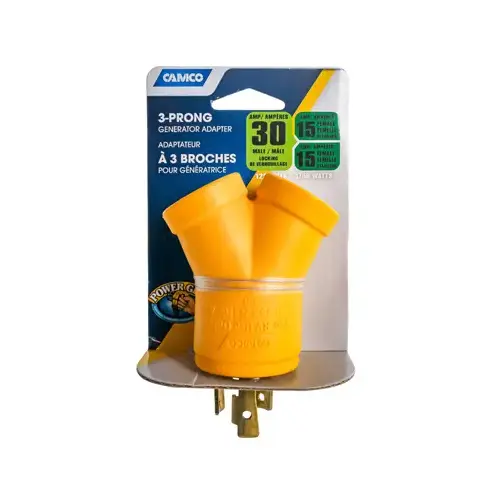 RV Generator Outlet Adapter 3 Prong 30 amps Yellow