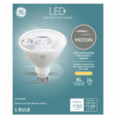 GE Lighting 93128971 LED Flood Bulb, Motion-Sensor, 15-Watts, 1200 Lumens