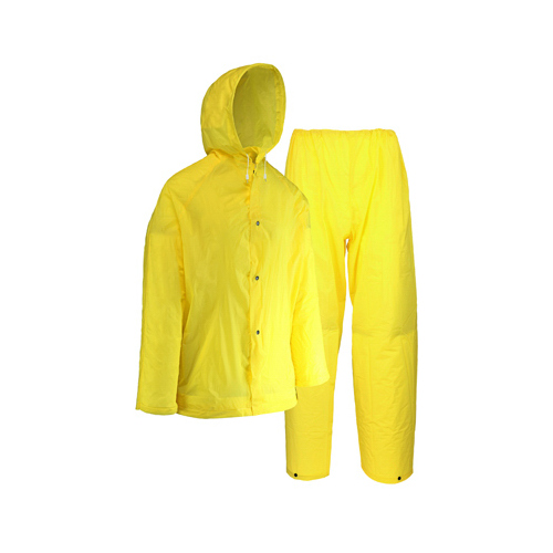 2-Pc. Rain Suit, Yellow Lightweight Polyester, XL