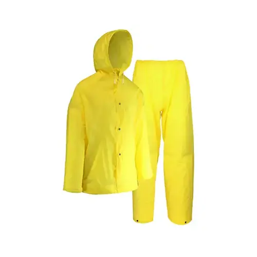 2-Pc. Rain Suit, Yellow Lightweight Polyester, XL