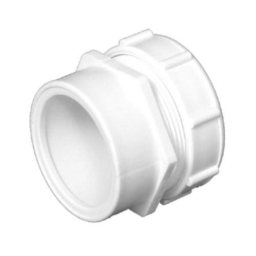 Male Trap Adapter, Schedule 40 DWV PVC, S x SJ, White, 1.5 x 1.5-In.