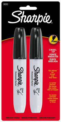 Sharpie 38262PP Permanent Marker, Chisel Lead/Tip, Large Lead/Tip, Black Lead/Tip Pair