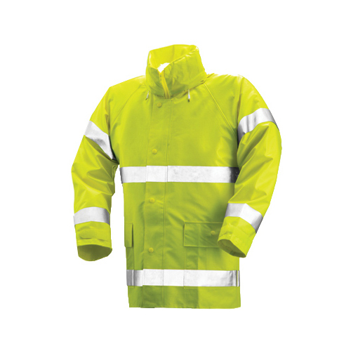 High-Visibility Jacket, Lime Yellow PVC/Polyester, Large