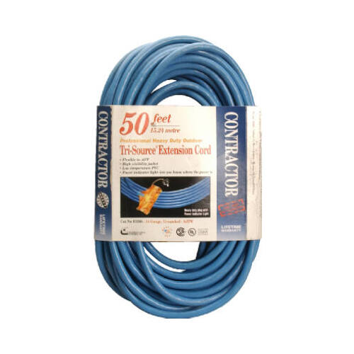 Southwire 03268-06 50-Ft. 14/3 SJTW High Visibility Blue Power Block