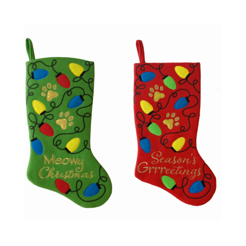 Fleece Pet Stocking, Red or Green, 19-In.